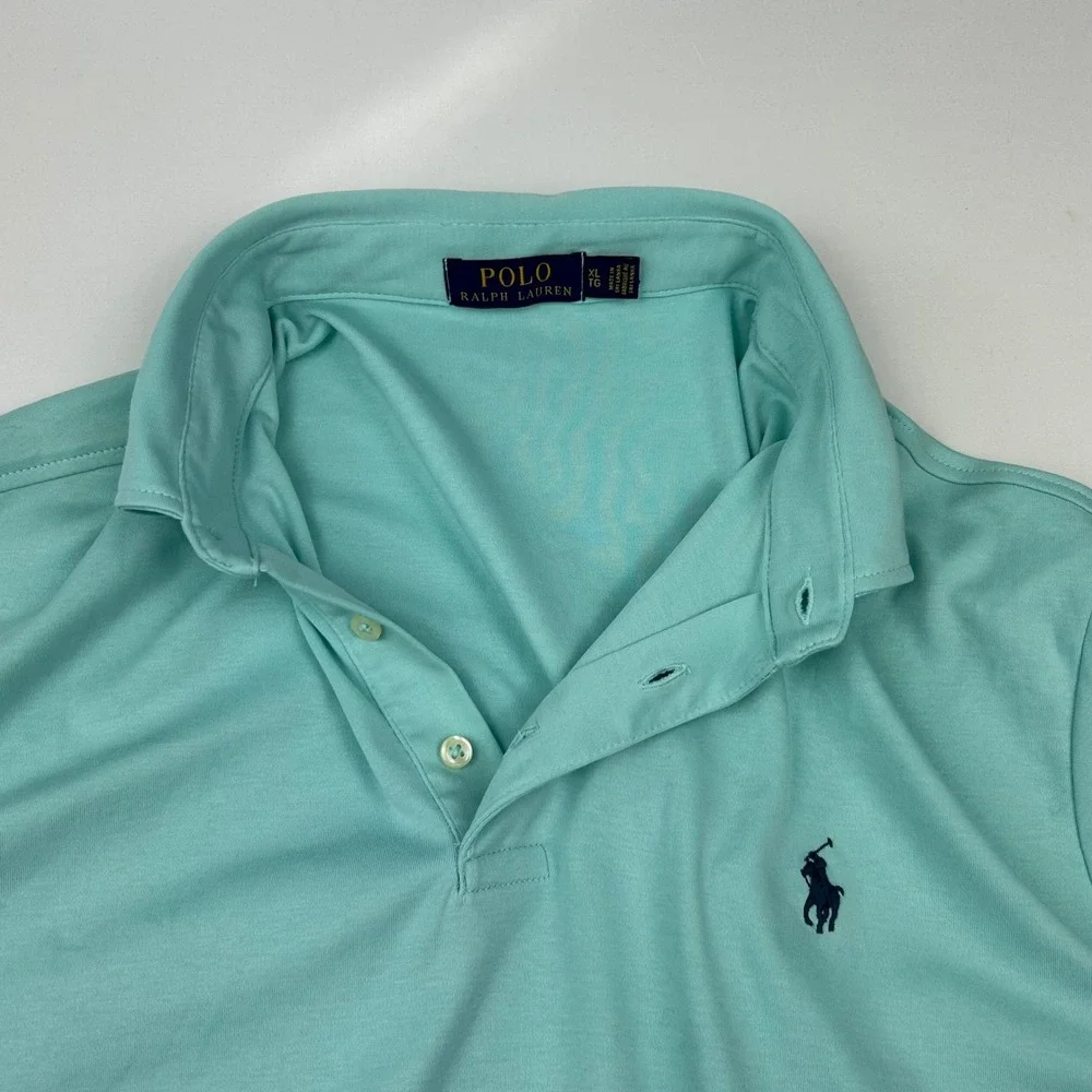 Polo Ralph Lauren Mens XL Mint Green Aqua‎ Cotton Short Sleeve Polo Shirt Logo